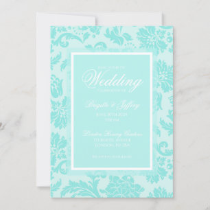 Teal damask invitation