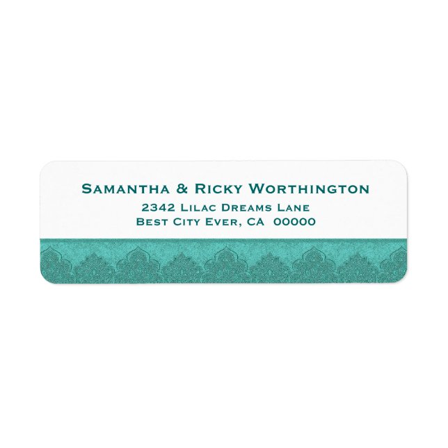 Teal Damask Lace Trim Wedding Ver S303 (Front)