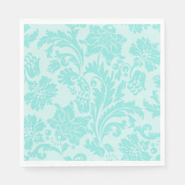 Teal damask paper napkin