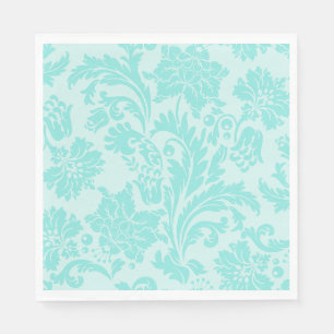 Teal damask paper napkin