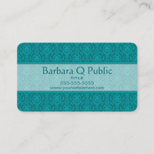 Teal Damask Pattern Business Card