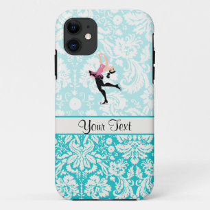 Teal Damask Pattern Ice Skating Case-Mate iPhone Case
