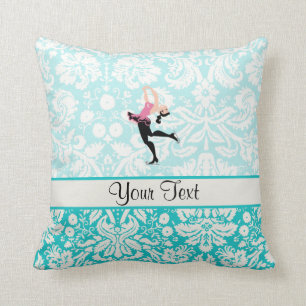 Teal Damask Pattern Ice Skating Cushion