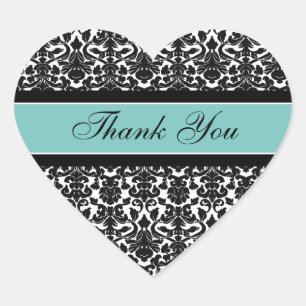 Teal Damask Thank You Wedding Envelope Seals