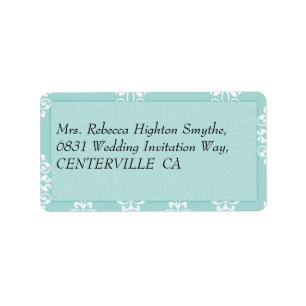 Teal Damask Wedding Label