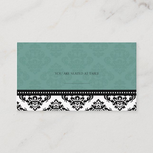 Teal Damask Wedding Placecards (Front)