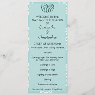 Teal Damask Wedding Program Programme