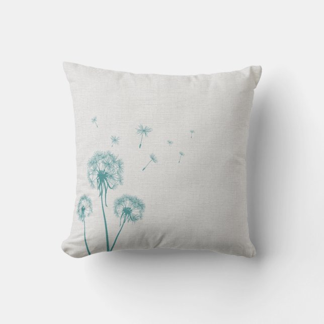 Teal Dandelion Cushion (Front)