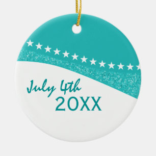 Teal Dazzling Star Curves Ornament