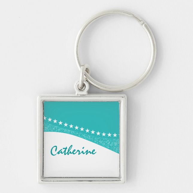 Teal Dazzling Star Curves Premium Keychain (Front)