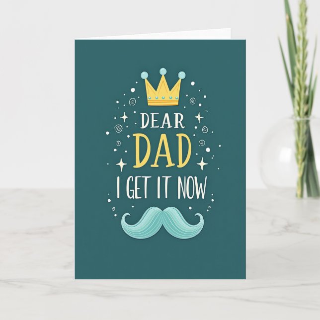 Teal Dear Dad Sentiment Card (Front)