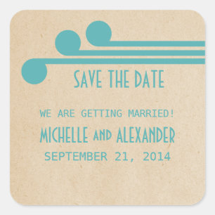 Teal Deco Chic Save the Date Stickers