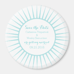 Teal Deco Retro Save the Date Magnet