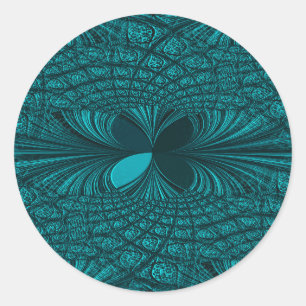 Teal Decorative Modern Classic Round Sticker
