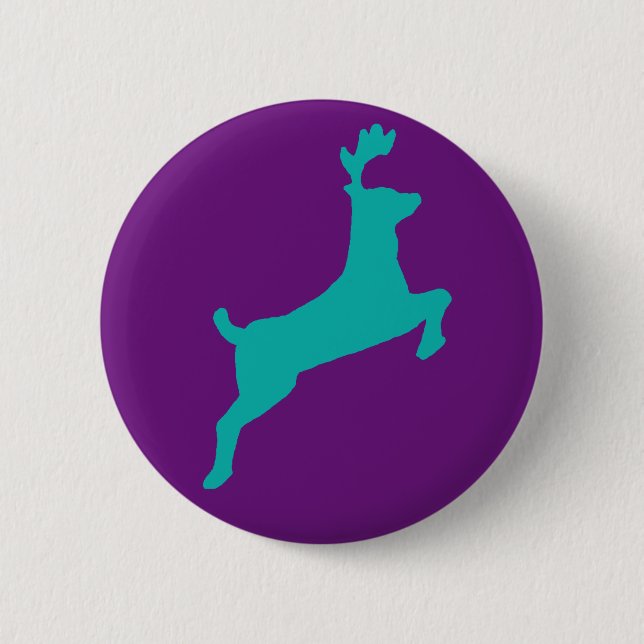 Teal deer 6 cm round badge (Front)