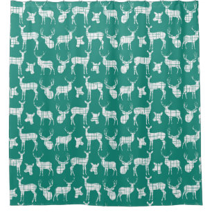 Teal Deer Bucks Doe Wildlife Nature Shower Curtain