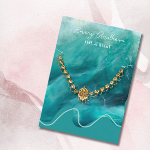 Teal Designer Jewellery Necklace Holder Display Business Card