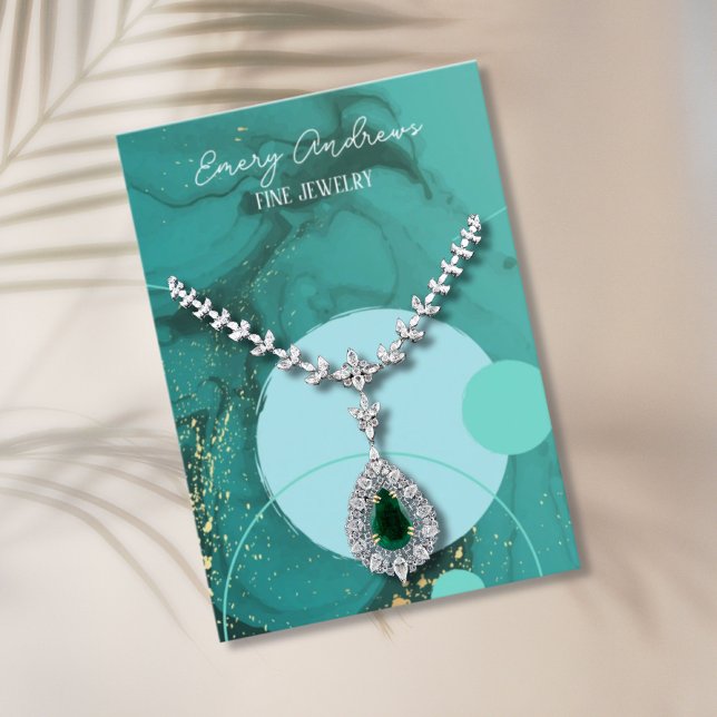 Teal Designer Jewellery Necklace Holder Display Business Card (Creator Uploaded)