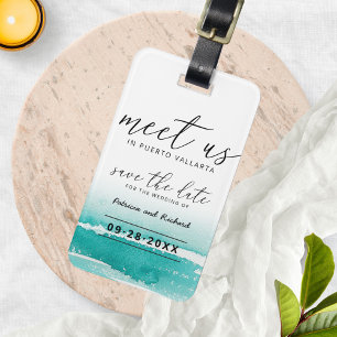 Teal Destination Wedding Save The Date Travel Tag