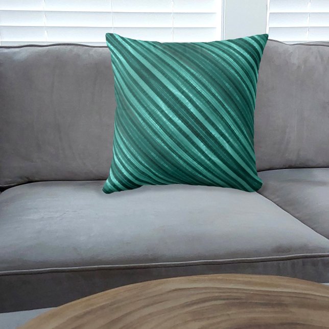 Teal Diagonal Striped Cushion (Creator Uploaded)