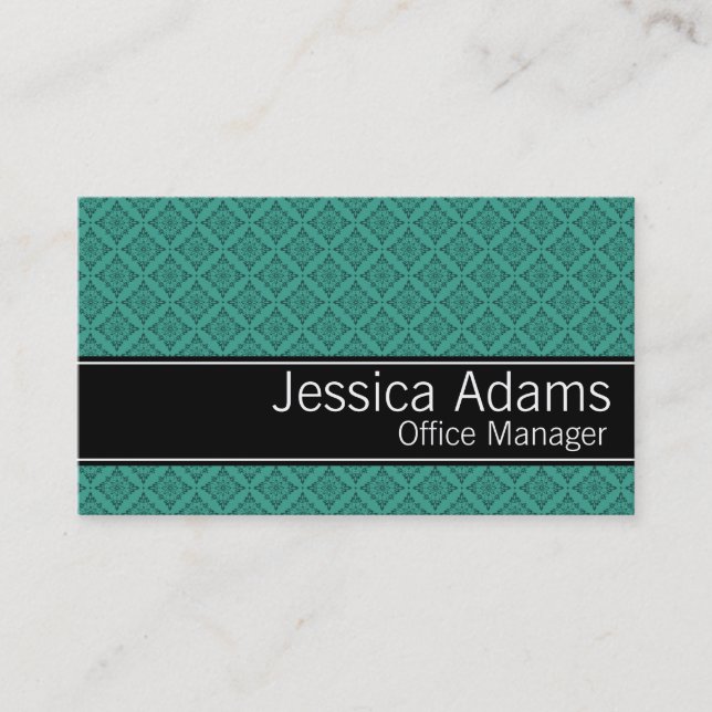 Teal Diamonds Pattern Modern Professional Business Card (Front)