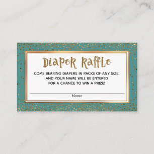 Teal Diaper Raffle Cards with Gold Glitter Accents