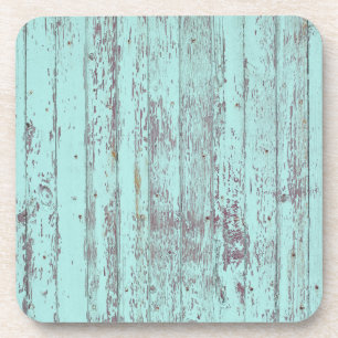 Teal Distressed Rustic Wood Coaster