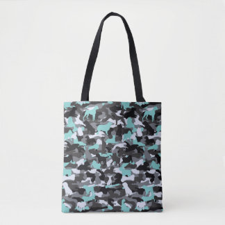 Teal Dog & Bone Camo Printed Tote Bag