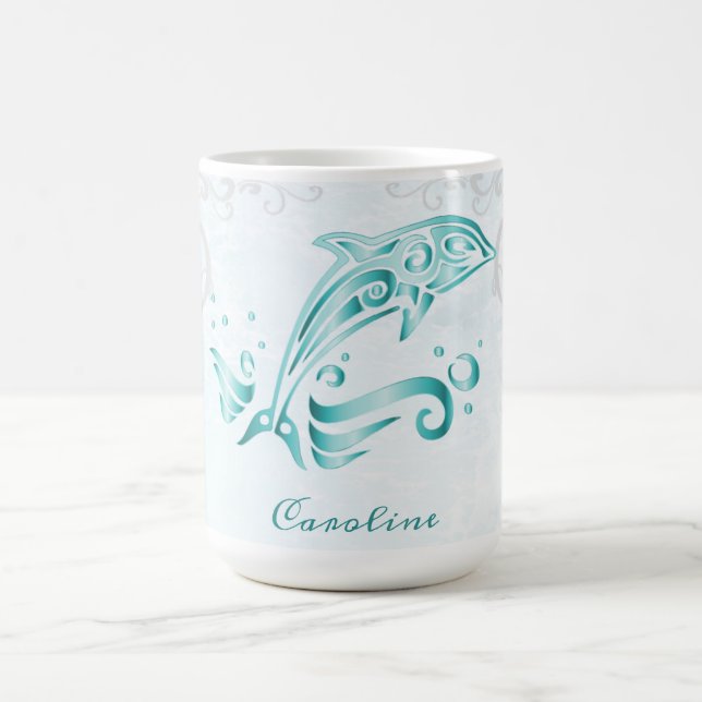 Teal Dolphin Personalised Coffee Mug (Center)