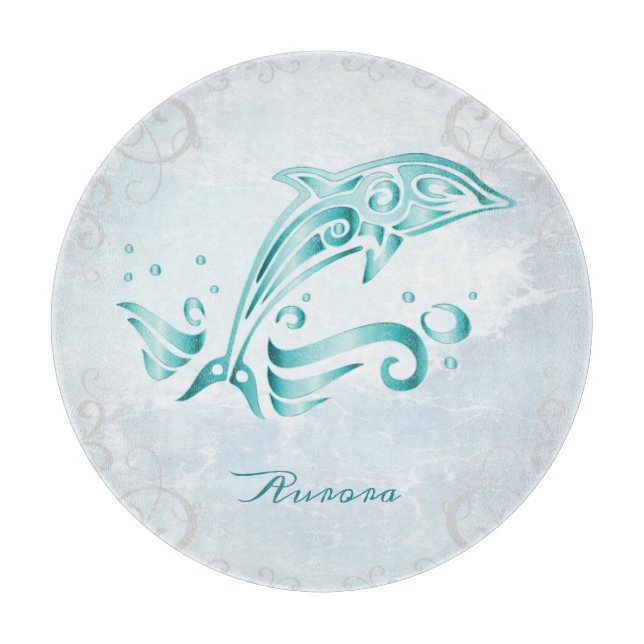 Teal Dolphin Personalised Cutting Board (Front)