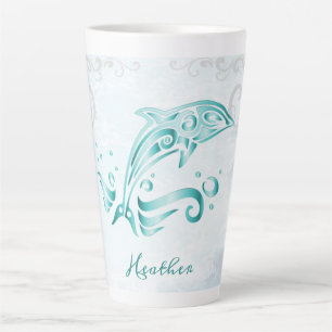 Teal Dolphin Personalised Latte Mug