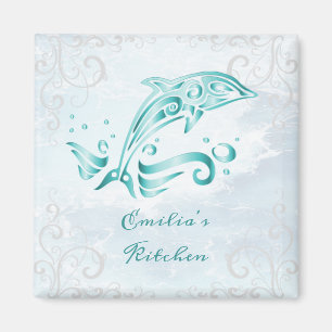 Teal Dolphin Personalised Magnet