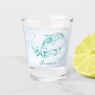 Teal Dolphin Personalised Shot Glass