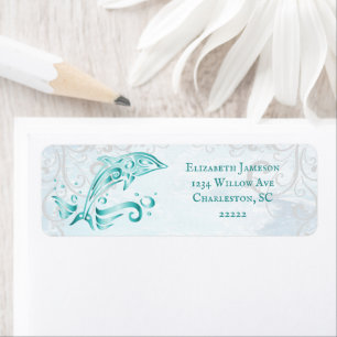 Teal Dolphin Return Address Label
