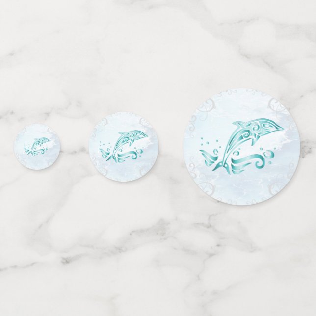 Teal Dolphin Wedding Table Confetti (Fronts)
