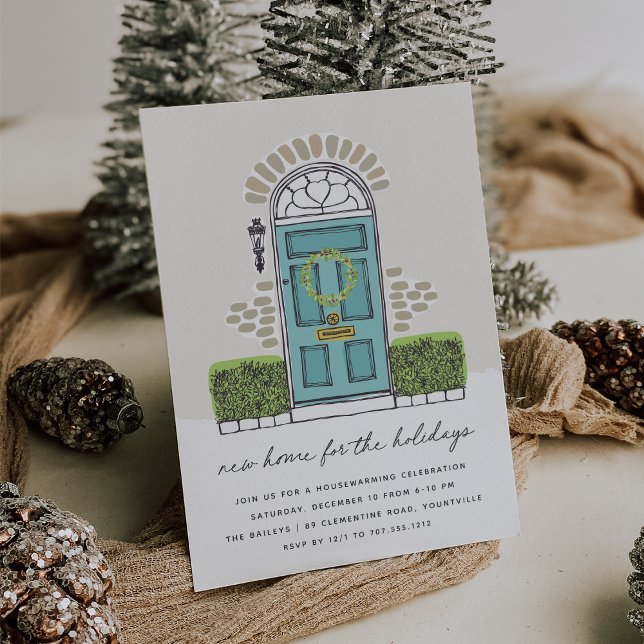 Teal Door Holiday Housewarming Party Invitation (Creator Uploaded)