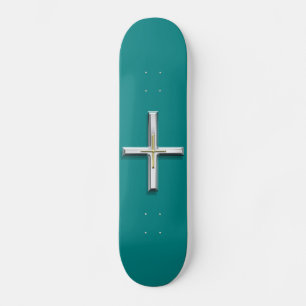 Teal Double Cross Skateboard