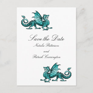 Teal Dragon Save the Date Postcard
