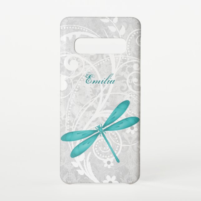 Teal Dragonfly Personalise Samsung Galaxy Case (Back)