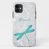 Teal Dragonfly Personalised iPhone 11 Case