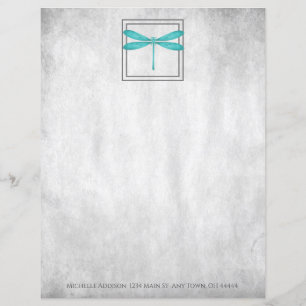 Teal Dragonfly Personalised Paper Sheet