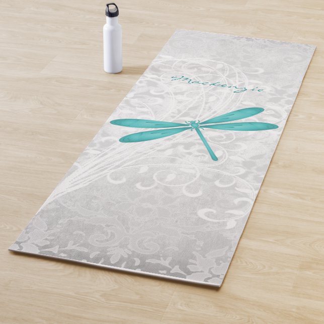 Teal Dragonfly Personalised Yoga Mat (In Situ)