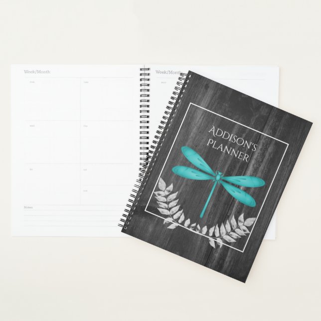 Teal Dragonfly Rustic Planner (Display)
