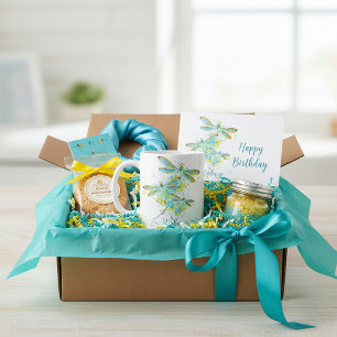 Teal Dragonfly splatter personalised Coffee Mug