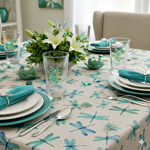 Teal Dragonfly splatter personalised  Glass