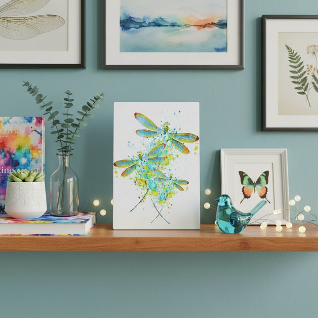 Teal Dragonfly splatter  Plaque (Creator Uploaded)