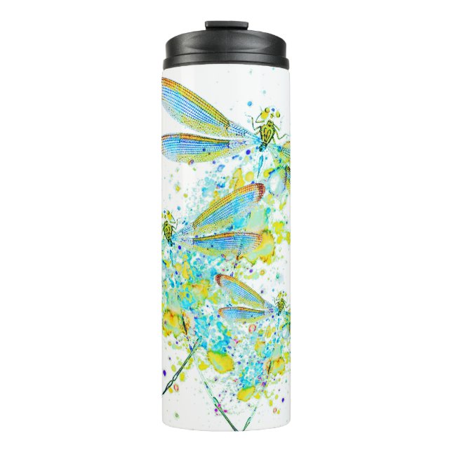Teal Dragonfly splatter  Thermal Tumbler (Front)