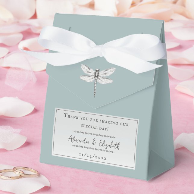 Teal Dragonfly Wedding Favour Box (Wedding)