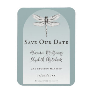 Teal Dragonfly Wedding Magnet