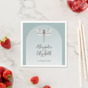 Teal Dragonfly Wedding Napkin